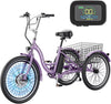 ABORON 24" 26" Electric Tricycles, 36V 10Ah 350W Lithium Battery, 7 Speed E-Trike for Adults with Large Capacity Rear Basket & Adjustable Seat