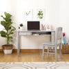 Guidecraft Dahlia Kids Desk and Chair Set - Gray: Wooden Study Table with Storage Drawer and Chair Set for Girls | Kids Bedroom Desk Set