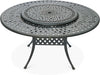 VIVIJASON Outdoor 61" Patio Dining Table for 6-8 Person, Large Patio Round Dining Table with 24" Lazy Susan, Dark Bronze Cast Aluminum Rustic Patio Table W/Umbrella Hole for Balcony, Porch and Deck