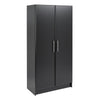 Prepac Adjustable Shelves Cabinet - Functional Tall Garage Table, 16"D x 32"W x 65"H Freestanding Garage Cabinet with 2-Doors, Espresso - EES-3264