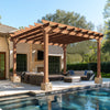 VEIKOUS 12'x10' Cedar Wood Pergola w/ Flat Roof and Ground Stakes for Outdoor Patio, Garden, Deck