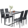 Seizeen Solid Wood Kitchen Table and Chairs, Dining Room Table Set for 4 with Gray Upholstered Chairs, Wood Grain Table Heavy-Duty Frame, Rustic Minimalist Style Breakfast Nook Set