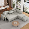 87" Modular Sectional Sleeper Sofa with Pull Out Bed, Convertible L-Shaped Couch with Ottoman, USB Ports and Two Cup Holders for Living Room, Apartment, Bedroom, Gray