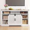 Mayincolor Farmhouse TV Stand for 65+ inch TV,34'' Tall Entertainment Center with Sliding Barn Doors, Rustic Wood Media Console Storage Cabinet Television Stand for Living Room, Light Grey