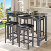 Counter Height Table Set of 5, Breakfast Bar Table and Stool Set, Minimalist Dining Table with Backless Stools, Wood Top Pub Table & Chair Set for Kitchen Apartment Bistro - Space Saving