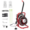 Roromall Drain Cleaner Machine 50FT/75FT/100FT x 3/8-inch/1/2-inch Sewer Auger Electric Drain Auger Sewer Snake with 4 Cutter, Air-Activated Foot Switch, Gloves