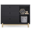 Delta Children Poppy 3 Drawer Dresser with Cubbies and Interlocking Drawers, Bianca White/Natural