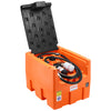 KFFKFF Mobile Diesel Container, 48 Gal Capacity, 10.6GPM Pump Speed, Includes 12V Electric Pump, 13.1 ft Hose & Automatic Nozzle, Orange Diesel Fuel Tank for Smooth Transport