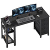 Lufeiya White Desk with Drawers & Storage Shelves, 47 Inch Study Work Writing Desk for Home Office Bedroom, Simple Modern Cute PC Computer Desks Table, White