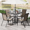 Pirecart 5-Piece Outdoor Patio Dining Table Set with 4 Stackable Textilene Chairs for for Patio, Lawn, Garden, Gray