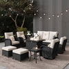 LayinSun 7 Pieces Outdoor Patio Furniture Set with Fire Pit Table, Rattan Wicker Sectional Swivel Rocker Chairs Sets