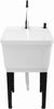 Freestanding Utility Sink, Utility Sink Extra-Deep Laundry Tub, Freestanding Plastic Utility Sink Laundry Tub Sink for Basement, Laundry Room, Garage or Shop (White)
