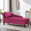 ACMEASE Chaise Lounge Chair Indoor Kids Modern Tufted Right Armrest Velvet Lumbar, Fuchsia