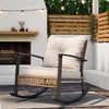 LAUSAINT HOME Outdoor Rocking Chair, Patio PE Rattan Chair with Beige Cushions