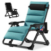 NAIZEA Outdoor Zero Gravity Chair Camping Recliner Lawn Recliner, Reclining Patio Lounger Chair, Folding Portable Chaise with Detachable Soft Cushion, Cup Holder, Headrest