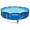 Intex 12 Ft x 30 Inches Metal Frame Set Above Ground Swimming Pool with Filter & Cover