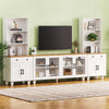 Euroco 110" Entertainment Center Wall Unit Set with Glass Display Cabinets, Adjustable Shelves & Vintage TV Stand for TVs up to 85", Farmhouse Style Media Console with Storage, Gourd Legs