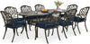 9-Piece Patio Dining Set, Outdoor Patio Table and Chair Set of 84�� Oval Cast Aluminum Dining Table with Umbrella Hole and 8 Outdoor Dining Cushion Chairs, Patio Funiture Set for Garden, Navy