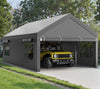 Walsunny 12x20 ft Carport with 4 Sandbags Heavy Duty Canopy with Roll-up Windows Portable Garage with Removable Sidewalls & Doors Car Canopy Khaki