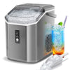 Auseo Stainless Steel Nugget Ice Maker Countertop with Soft Chewable Pellet Ice, 35lbs/24H with Portable Handle, Stainless Steel Silver