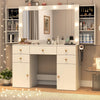 White Vanity Desk with Large Lighted Mirror & Power Outlet, Makeup Vanity Table with Glass Top & Drawers, Sliding Storage, 44.1" Large Makeup Vanity Table for Women Girls, White