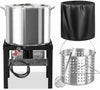 100QT Seafood Boil Pot with 80QT Basket | Dust Cover | 16-Inch Skimmer | Crawfish Boiler & Crab Boil Pot | 110,000BTU Jet-Burner | 20PSI CSA Certified Regulator | Ideal for Outdoor Cooking