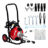 M optimized 100 FT x 1/2 inch Drain Cleaner Machine with 250W 370W Motor, Portable Sewer Snake Auger with 8 Cutters & Air-activated Foot Switch, Fits 1" to 4" Pipes, Black & Red