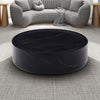 31.49'' Round Coffee Table with Marble Texture, Modern Low Drum Circle Fiberglass Coffee Table, Side Table Accent Table for Living Room, Outdoor, No Need Assembly, Marble