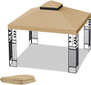10x10 Ft Gazebo Canopy Replacement Cover, Double Tiered Gazebo Replacement Top (Coffee)