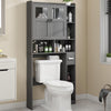 Over The Toilet Storage Cabinet, Storage Cabinet Over Toilet with Double Doors & Toilet Paper Holder Stand, Freestanding Toilet Shelf Space Saver with Anti-Tip Design & Adjustable Shelf, Black