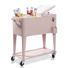 YUNOVA 80QT Rolling Cooler with Removable Dual-Hinged Lid, Built-in Bottle Opener, Swivel Wheels & Brakes for Outdoor Picnics, Beach Parties and Tailgating