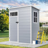 ModFusion 4.6��2.6��6.3 ft Resin Storage Shed with Window, Floor, Plastic Roof, Storage Cabinets for Brooms Vacuum Cleaners fits 65 to 68 inches, Winter Gear Box, Black