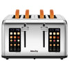 Mecity 4-Slice Touchscreen Toaster, Stainless Steel, 6 Browning Settings, Reheat, Cancel, Defrost, Removable Tray