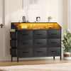 LainTene Dresser for Bedroom, 6 Drawer Dresser with LED Lights and Charging Station, Wide Chest of 6 Drawers with Open Space, Modern Large Capacity Storage Cabinet, Living Room, Hallway