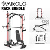 Mikolo Compact 7-IN-1 Smith Machine With Cable Crossover System, 1000LBS Multi-Functional Squat Rack, Workout Station with Weight Bar, Bend Peg and Other Functional Attachments