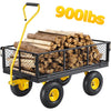 MAXVINI 900 Lbs Heavy Duty Steel Garden Cart, Garden Wagon Cart on Wheels, Outdoor Metal Yard Utility Wagon Carts with 10" Tires and Mesh Removable Sides(Convert to Flatbed) and 180��Rotating Handle