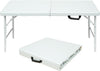 Folding Table with Carry Handle, Portable Fold-in-Half Plastic Table, Rectangle Foldable Table for Indoor