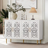 HLR 48" Accent Cabinet with 4 Doors, Vintage Hollow Carving Storage Credenza, Sideboards and Buffets Cabinet for Living Room, Kitchen, Dining Room, Entryway