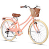 Glerc Missy 24" Girls Cruiser Bike 6-Speed Women's Hybird Bicycle for Ages 7-11 Years, Mint Green