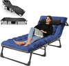 Slsy Folding Sleeping Cots Bed with 2 Sided Mattress & Pillow, Folding Camping Cot, Adjustable 4-Position Folding Lounge Chair