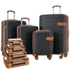 Luggage Sets,4-Piece Lightweight Suitcase Set with 4 Packing Cubes and TSA Lock, Hardshell Suitcases with Spinner Wheels, (16/20/24/28 ),Brown