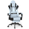 SOONTRANS Gaming Chair for Adults, Ergonomic Linen Fabric Computer Chair with Massage Lumbar Pillow, Gamer Game Chair with Adjustable Headrest, Comfortable Office Chair for Home, White