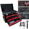 NIGSQJB Tool Set 439pcs with 3 Drawers Tool Box Organizer, Mechanic Tool Set for Home, Tool Box Set 4-Tier Socket Wrench Ratchet Plier Nails, Home Tool Set Mechanics Kit for Adults Man Handyman, Red