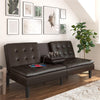 Mainstays Memory Foam 71.5" Futon with Cupholder and USB, Black Faux Leather
