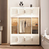 Montary Kids Portable Wardrobe w/ Magnetic Doors & Hanging Rod - 4-Cube Plastic Storage Cabinet,Nursery/Bedroom
