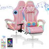 Gaming Chair with Bluetooth Speaker, Ergonomic Massage Racing Chair with RGB Lights, Footrest and Lumbar Support, High Back Office Chair,  Heavy Duty Design Gaming Computer Chair