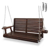 Innovaze 5 Ft Outdoor Wooden Porch Swing with Cupholders, Heavy Duty 880 LBS For 3 Person,All-Weather resistant, White