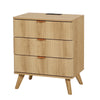 YOCWO Fluted Nightstand for Bedroom Set of 2 , Wood Bedside Table Set of 2 with Drawers, Black