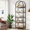 Finmind 70.8" Industrial 4-Tier Bookshelf: Wood and Metal Display Rack (Black, 2PCS)