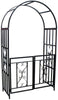 1.Go Garden 6'7" Black Steel Garden Arch with Gate, Supports Climbing Plants